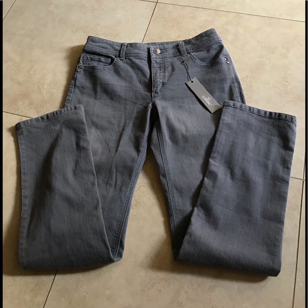 Chico’s NWT Dark Gray Wash Mid Rise Slim Leg Jeans size 4P
